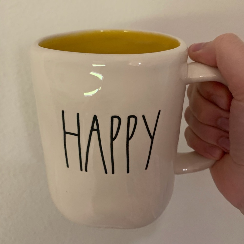 New Rae Dunn happy mug yellow